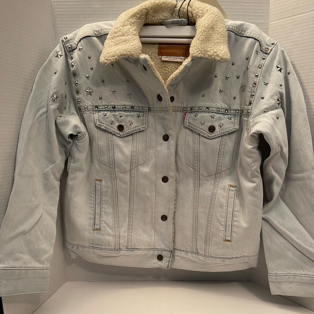 Ex-boyfriend Trucker Jacket Sherpa Lining Star Studded